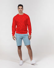 Load image into Gallery viewer, "Vizúal on Repeat" Logo Red Men's Classic French Terry Crewneck Pullover