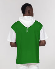 Load image into Gallery viewer, Men's Premium Heavyweight short sleeve hoodie green&white Men's Premium Heavyweight Short Sleeve Hoodie