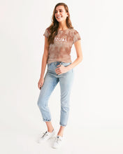 Load image into Gallery viewer, Cream&brown Tie Dye Women's Designer T-shirt Women's Tee