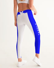 Load image into Gallery viewer, White & blue sports bra orig. logo W&B Stripe Yoga Pants Women's Yoga Pants