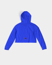 Load image into Gallery viewer, Crop top royal blue hoodie black original logo Women's Cropped Hoodie