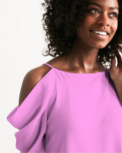 Load image into Gallery viewer, Pink off shoulder A dress Women's Open Shoulder A-Line Dress