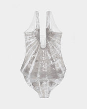 Load image into Gallery viewer, Grey and white tie dye Designer T-shirt Women's One-Piece Swimsuit