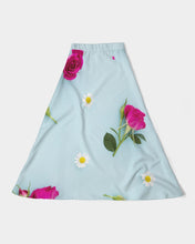 Load image into Gallery viewer, Pink rose and daisy Women's A-Line Midi Skirt