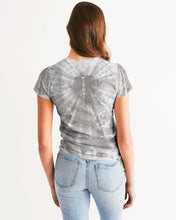Load image into Gallery viewer, Grey and white tie dye Designer T-shirt Women's Tee