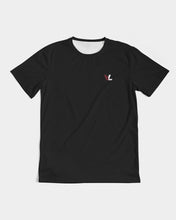 Load image into Gallery viewer, Black Designer T-shirt with Carmine Red and White Logo 2 Men's Tee