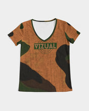 Load image into Gallery viewer, Women's V-Neck Camouflage Tee