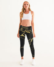 Load image into Gallery viewer, Yoga pants black and gold Women's Yoga Pants