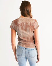 Load image into Gallery viewer, Cream&brown Tie Dye Women's Designer T-shirt Women's Tee