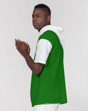 Load image into Gallery viewer, Men's Premium Heavyweight short sleeve hoodie green&white Men's Premium Heavyweight Short Sleeve Hoodie