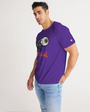 Load image into Gallery viewer, Purple b&w crazy eye t and purple crazy eye pocket t Men's Tee