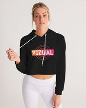 Load image into Gallery viewer, Crop top black hoodie Women's Cropped Hoodie