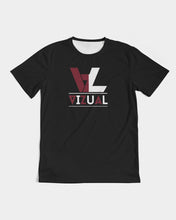 Load image into Gallery viewer, Black Designer T-shirt with Carmine Red and White Logo Men's Tee