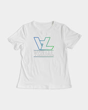 Load image into Gallery viewer, Women's Designer T-shirt highlighter blue and green logo Women's Tee