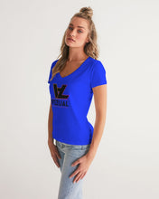 Load image into Gallery viewer, Women's V-neck Designer T-shirt royal blue Women's V-Neck Tee