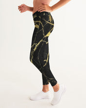 Load image into Gallery viewer, Yoga pants black and gold Women's Yoga Pants