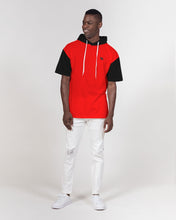 Load image into Gallery viewer, Men's Premium Heavyweight short sleeve hoodie red&black Men's Premium Heavyweight Short Sleeve Hoodie