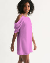 Load image into Gallery viewer, Pink off shoulder A dress Women's Open Shoulder A-Line Dress