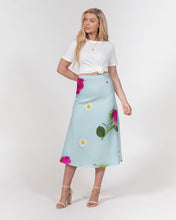 Load image into Gallery viewer, Pink rose and daisy Women's A-Line Midi Skirt
