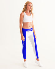 Load image into Gallery viewer, White & blue sports bra orig. logo W&B Stripe Yoga Pants Women's Yoga Pants