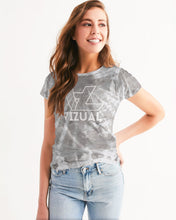 Load image into Gallery viewer, Grey and white tie dye Designer T-shirt Women's Tee