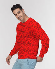 Load image into Gallery viewer, "Vizúal on Repeat" Logo Red Men's Classic French Terry Crewneck Pullover