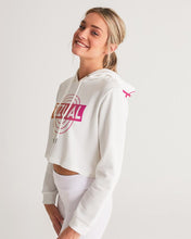Load image into Gallery viewer, Vizualfulllogo  crop top hoodie White Women's Cropped Hoodie