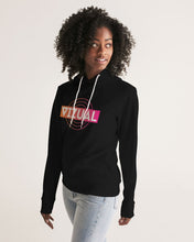 Load image into Gallery viewer, Women's black hoodie with Optical Illusion logo Women's Hoodie