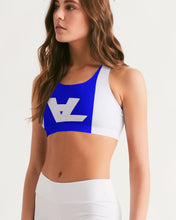 Load image into Gallery viewer, White & blue sports bra orig. logo W&B Stripe Yoga Pants Women's Seamless Sports Bra