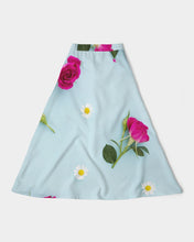 Load image into Gallery viewer, Pink rose and daisy Women's A-Line Midi Skirt