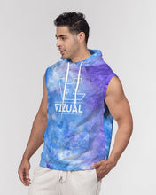 Load image into Gallery viewer, Blue and purple tie dye sleeveless hoodie Men's Premium Heavyweight Sleeveless Hoodie