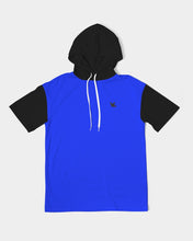 Load image into Gallery viewer, Men's Premium Heavyweight short sleeve hoodie blue and black Men's Premium Heavyweight Short Sleeve Hoodie