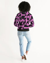 Load image into Gallery viewer, Women's Pink Collage Bomber Jacket Women's Bomber Jacket