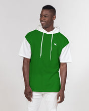 Load image into Gallery viewer, Men's Premium Heavyweight short sleeve hoodie green&white Men's Premium Heavyweight Short Sleeve Hoodie