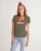 Load image into Gallery viewer, Forest Green Optical Illusion Women's V-neck T-Shirt Women's V-Neck Tee