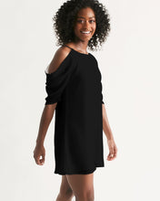 Load image into Gallery viewer, Black off shoulder A dress Women's Open Shoulder A-Line Dress