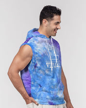 Load image into Gallery viewer, Blue and purple tie dye sleeveless hoodie Men's Premium Heavyweight Sleeveless Hoodie
