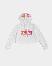 Load image into Gallery viewer, Vizualfulllogo  crop top hoodie White Women's Cropped Hoodie