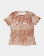 Load image into Gallery viewer, Cream&brown Tie Dye Women's Designer T-shirt Women's Tee