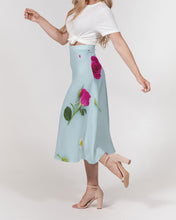 Load image into Gallery viewer, Pink rose and daisy Women's A-Line Midi Skirt