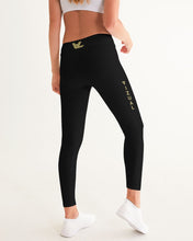 Load image into Gallery viewer, Black Yoga Gold print Women's Yoga Pants