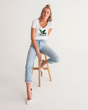 Load image into Gallery viewer, Women's V-neck T-Shirt Celtic Green and Black Logo Women's V-Neck Tee