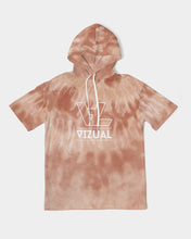 Load image into Gallery viewer, Cream&brown Tie Dye Men's sleeveless hoodie Men's Premium Heavyweight Short Sleeve Hoodie