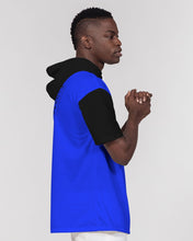 Load image into Gallery viewer, Men's Premium Heavyweight short sleeve hoodie blue and black Men's Premium Heavyweight Short Sleeve Hoodie