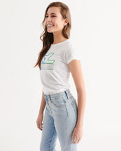 Load image into Gallery viewer, Women's Designer T-shirt highlighter blue and green logo Women's Tee