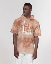 Load image into Gallery viewer, Cream&brown Tie Dye Men's sleeveless hoodie Men's Premium Heavyweight Short Sleeve Hoodie