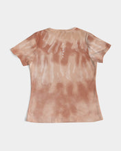 Load image into Gallery viewer, Cream&brown Tie Dye Women's Designer T-shirt Women's Tee