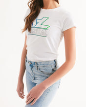 Load image into Gallery viewer, Women's Designer T-shirt highlighter blue and green logo Women's Tee