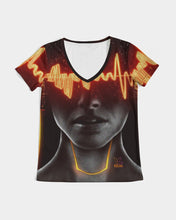 Load image into Gallery viewer, Shockwave V-neck Designer T-shirt Women's V-Neck Tee