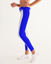 Load image into Gallery viewer, White & blue sports bra orig. logo W&B Stripe Yoga Pants Women's Yoga Pants